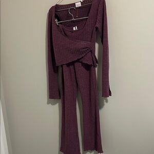 Urban Outfitters Purple Ribbed Lounge Set